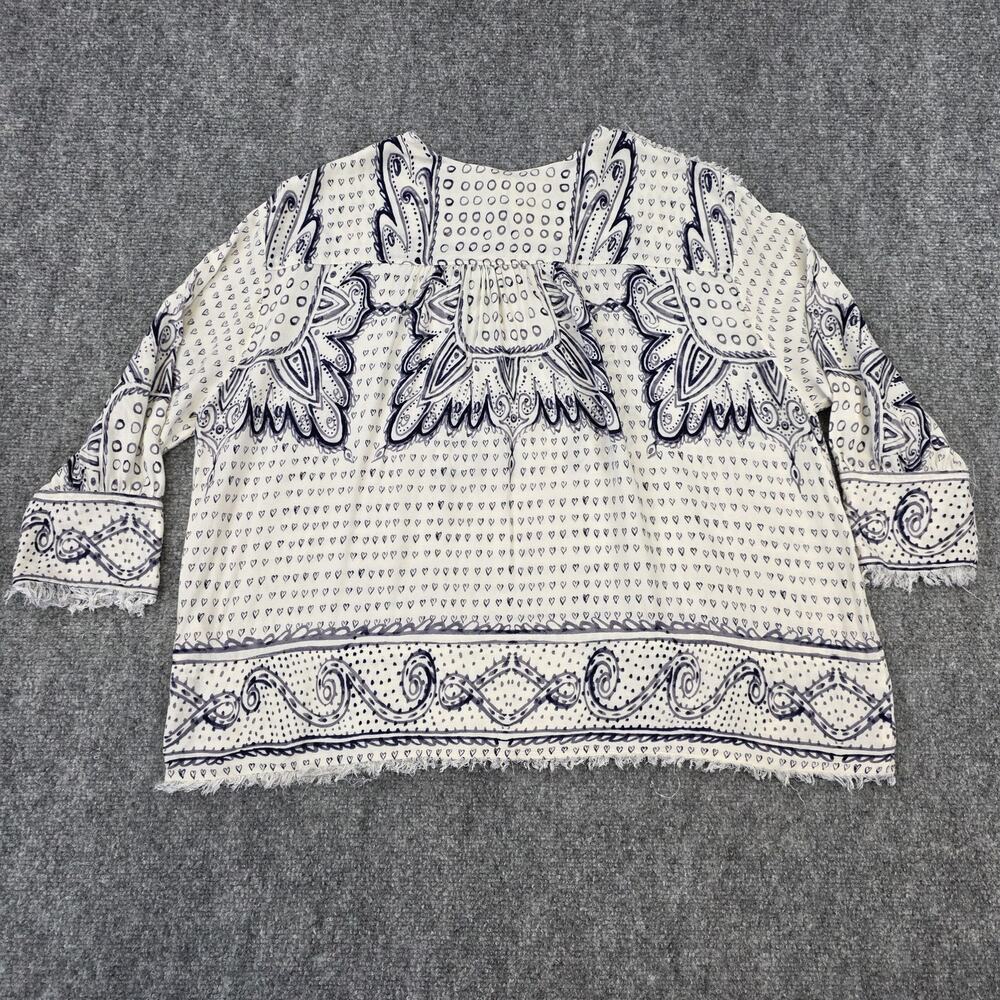 Anthropologie Maeve Top Womens XS Navy White Heart Print Boho Peasant Blouse - Picture 3 of 16
